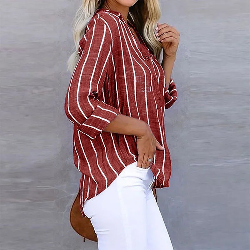 Casual Loose Striped Shirts For Women